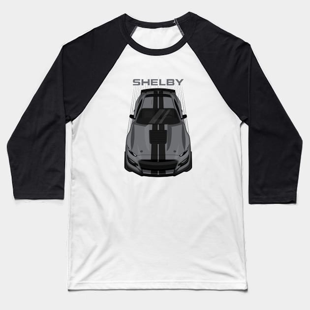 Ford Mustang Shelby GT500 2020-2021 - Magnetic Grey - Black Stripes Baseball T-Shirt by V8social